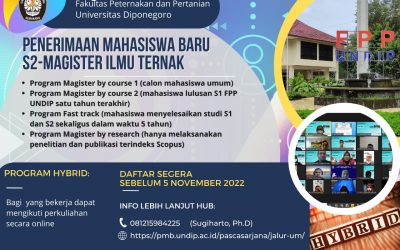 Pendaftaran Program Studi Magister Ilmu Ternak Fakultas Peternakan dan Pertanian tahun 2022